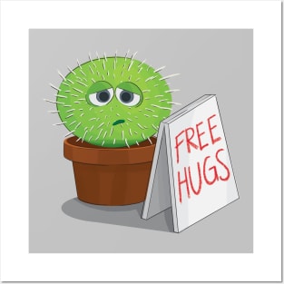 Sad Free Hugs Cactus Cute and Silly Posters and Art